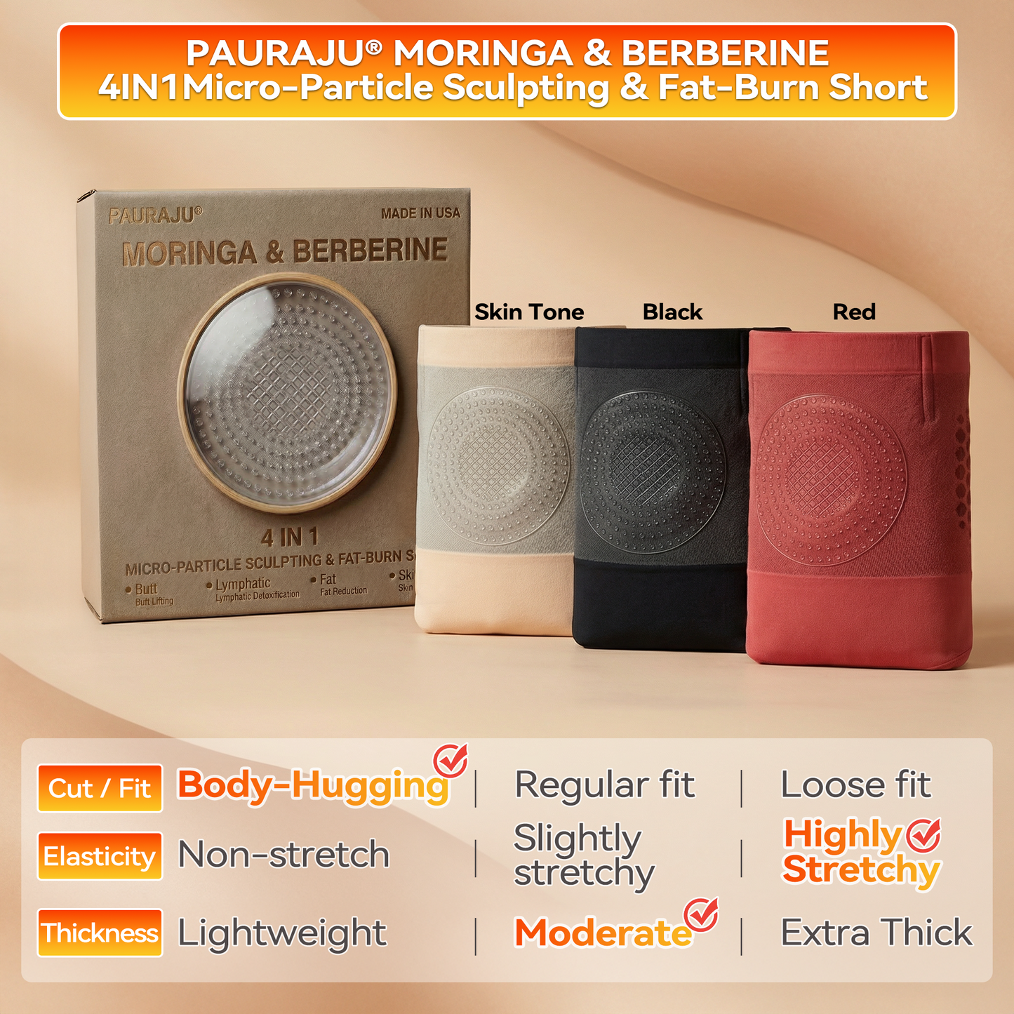 Ufficialmente autorizzato dall'Italia🪴PAURAJU® Shorts Modellanti & Brucia-Grassi 4-in-1 con Micro-Particelle di Moringa & Berberina🪴